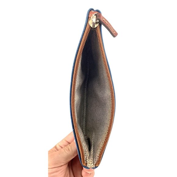 Dooney & Bourke Blue Leather Zip Pouch With ID Window - Picture 5 of 6